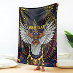 Custom Adelaide Football Blanket With Crow Aboriginal Art Style