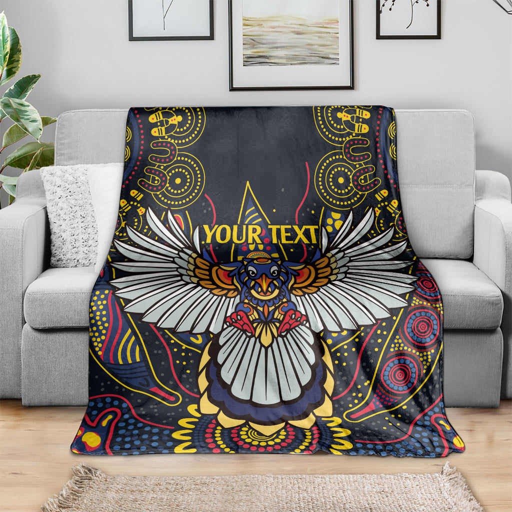 Custom Adelaide Football Blanket With Crow Aboriginal Art Style