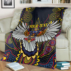 Custom Adelaide Football Blanket With Crow Aboriginal Art Style