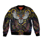 Custom Adelaide Football Bomber Jacket With Crow Aboriginal Art Style