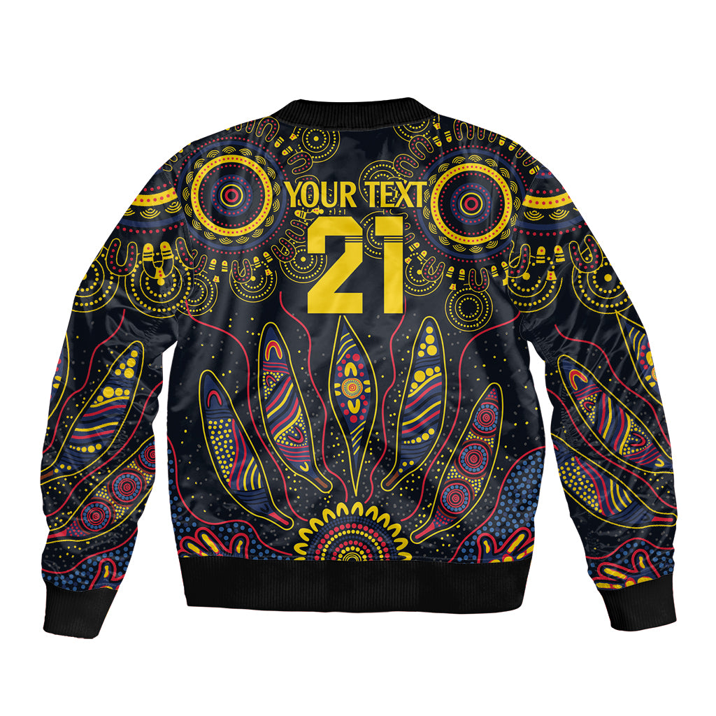 Custom Adelaide Football Bomber Jacket With Crow Aboriginal Art Style