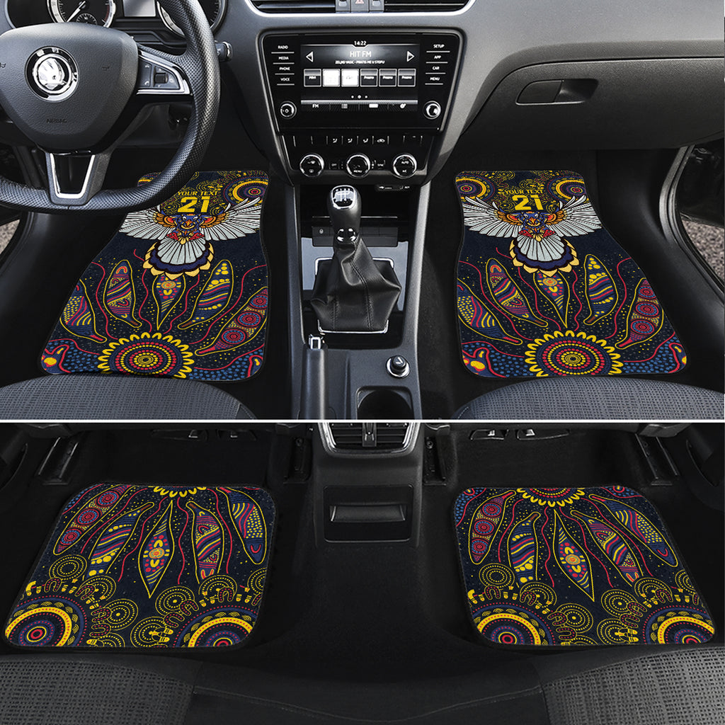 Custom Adelaide Football Car Mats With Crow Aboriginal Art Style