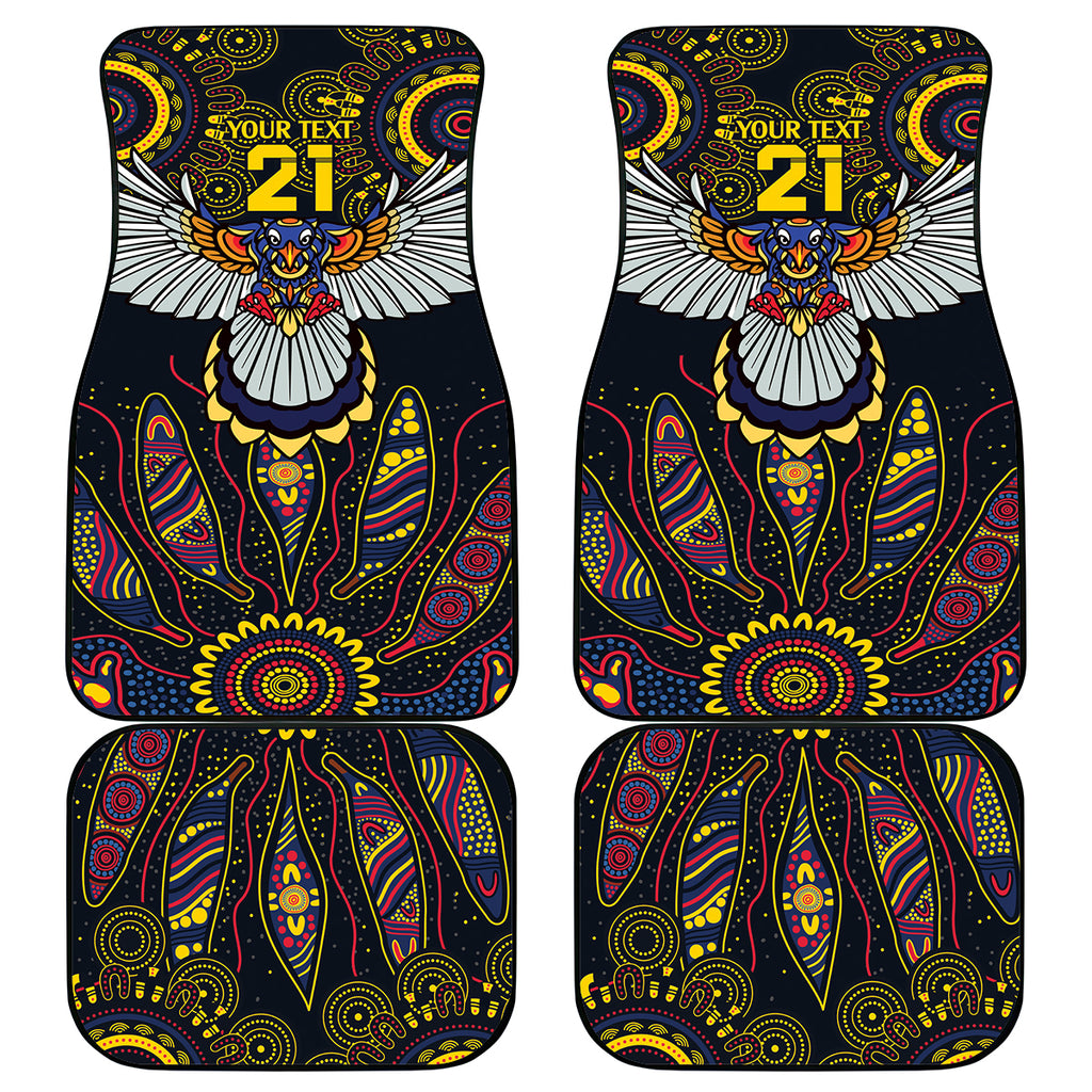 Custom Adelaide Football Car Mats With Crow Aboriginal Art Style