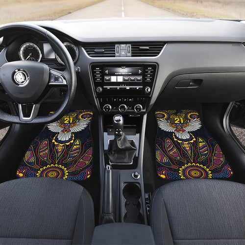 Custom Adelaide Football Car Mats With Crow Aboriginal Art Style