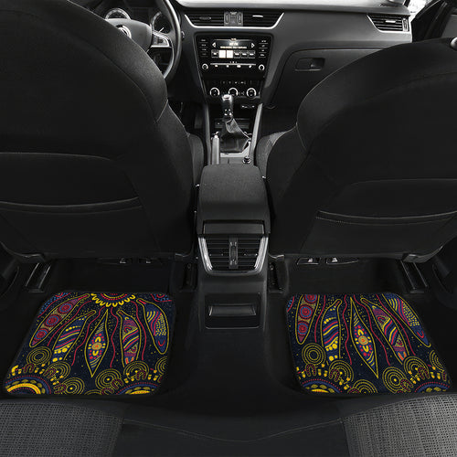 Custom Adelaide Football Car Mats With Crow Aboriginal Art Style
