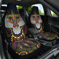 Custom Adelaide Football Car Seat Cover With Crow Aboriginal Art Style