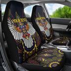Custom Adelaide Football Car Seat Cover With Crow Aboriginal Art Style