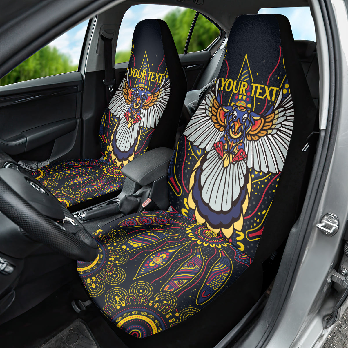 Custom Adelaide Football Car Seat Cover With Crow Aboriginal Art Style