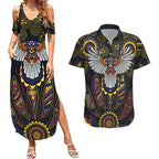 Custom Adelaide Football Couples Matching Summer Maxi Dress and Hawaiian Shirt With Crow Aboriginal Art Style