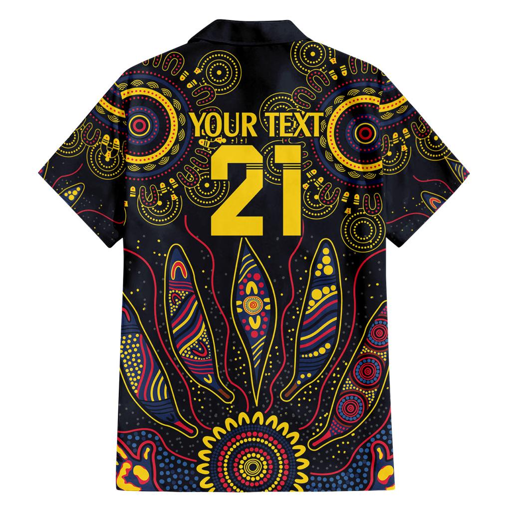 Custom Adelaide Football Family Matching Long Sleeve Bodycon Dress and Hawaiian Shirt With Crow Aboriginal Art Style