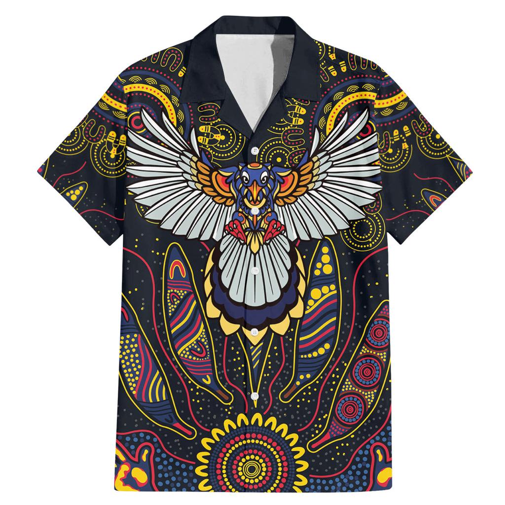 Custom Adelaide Football Family Matching Mermaid Dress and Hawaiian Shirt With Crow Aboriginal Art Style