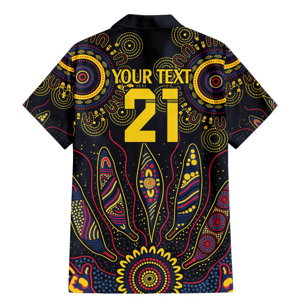 Custom Adelaide Football Family Matching Mermaid Dress and Hawaiian Shirt With Crow Aboriginal Art Style