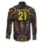 Custom Adelaide Football Family Matching Mermaid Dress and Hawaiian Shirt With Crow Aboriginal Art Style