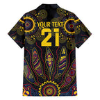 Custom Adelaide Football Family Matching Off The Shoulder Long Sleeve Dress and Hawaiian Shirt With Crow Aboriginal Art Style