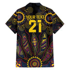 Custom Adelaide Football Family Matching Short Sleeve Bodycon Dress and Hawaiian Shirt With Crow Aboriginal Art Style