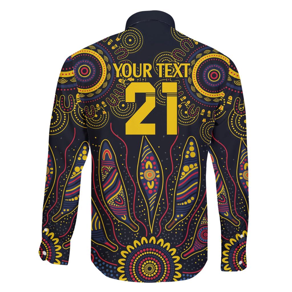 Custom Adelaide Football Family Matching Short Sleeve Bodycon Dress and Hawaiian Shirt With Crow Aboriginal Art Style