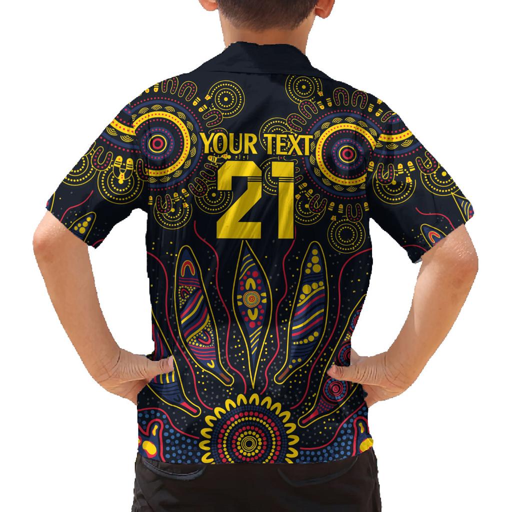 Custom Adelaide Football Family Matching Tank Maxi Dress and Hawaiian Shirt With Crow Aboriginal Art Style