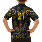 Custom Adelaide Football Family Matching Tank Maxi Dress and Hawaiian Shirt With Crow Aboriginal Art Style