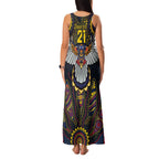 Custom Adelaide Football Family Matching Tank Maxi Dress and Hawaiian Shirt With Crow Aboriginal Art Style