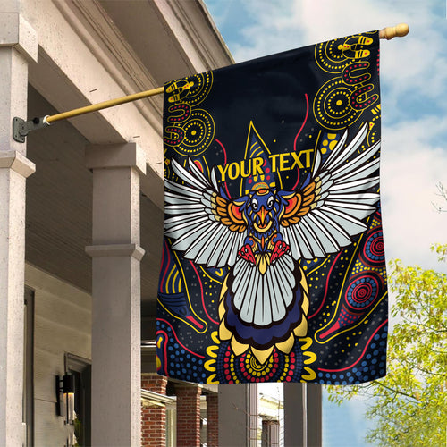 Custom Adelaide Football Garden Flag With Crow Aboriginal Art Style