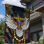 Custom Adelaide Football Garden Flag With Crow Aboriginal Art Style