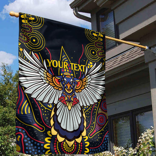 Custom Adelaide Football Garden Flag With Crow Aboriginal Art Style