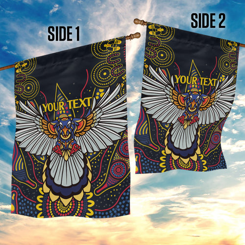Custom Adelaide Football Garden Flag With Crow Aboriginal Art Style