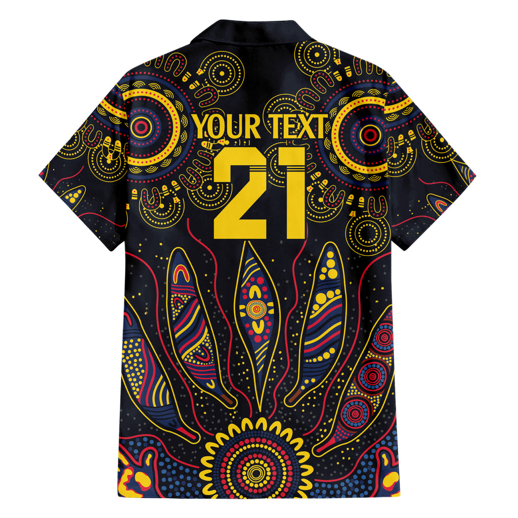 Custom Adelaide Football Hawaiian Shirt With Crow Aboriginal Art Style