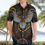 Custom Adelaide Football Hawaiian Shirt With Crow Aboriginal Art Style
