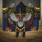 Custom Adelaide Football Hooded Blanket With Crow Aboriginal Art Style