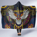 Custom Adelaide Football Hooded Blanket With Crow Aboriginal Art Style