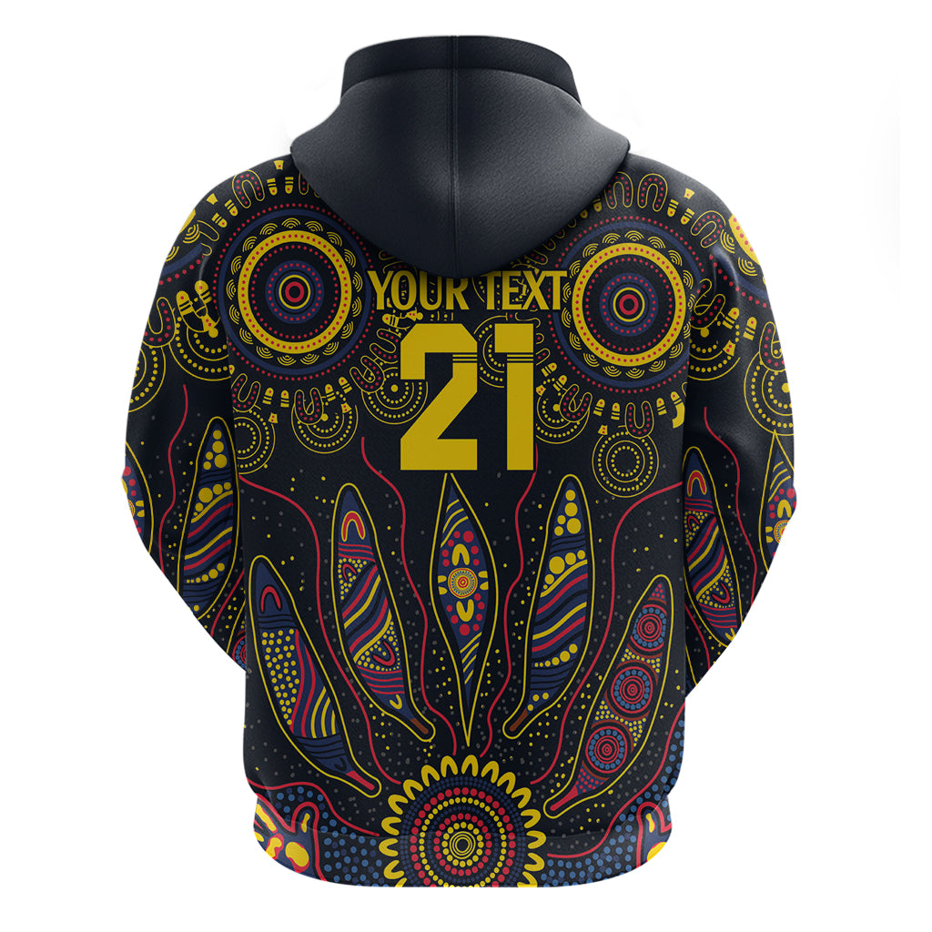 Custom Adelaide Football Hoodie With Crow Aboriginal Art Style
