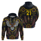 Custom Adelaide Football Hoodie With Crow Aboriginal Art Style