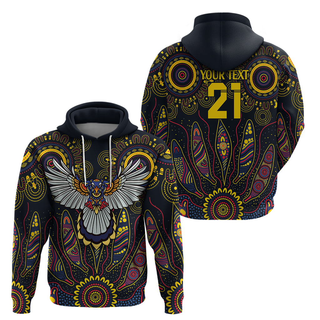 Custom Adelaide Football Hoodie With Crow Aboriginal Art Style