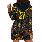 Custom Adelaide Football Hoodie Dress With Crow Aboriginal Art Style