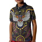Custom Adelaide Football Kid Polo Shirt With Crow Aboriginal Art Style