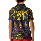 Custom Adelaide Football Kid Polo Shirt With Crow Aboriginal Art Style