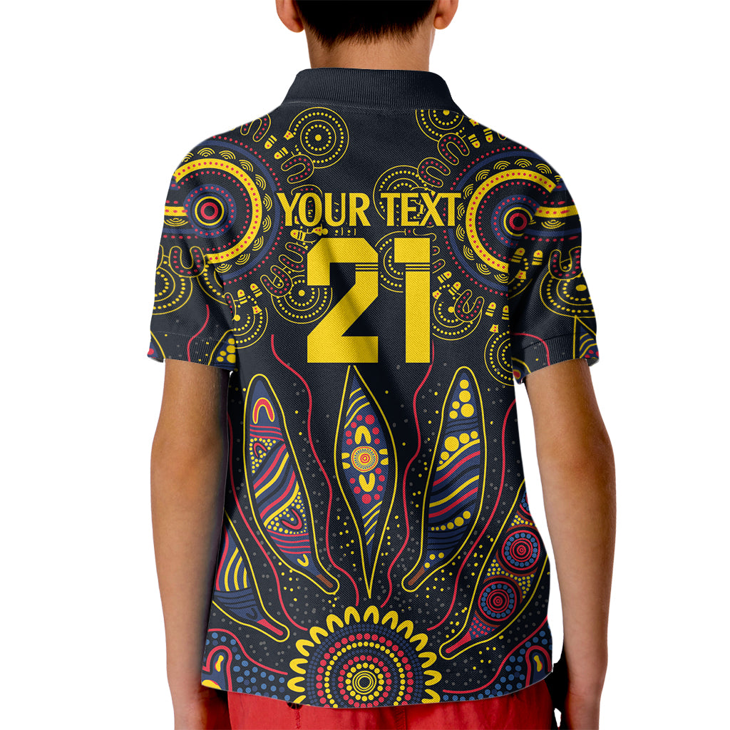 Custom Adelaide Football Kid Polo Shirt With Crow Aboriginal Art Style