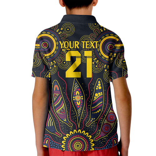 Custom Adelaide Football Kid Polo Shirt With Crow Aboriginal Art Style