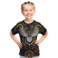 Custom Adelaide Football Kid T Shirt With Crow Aboriginal Art Style