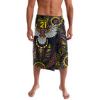 Custom Adelaide Football Lavalava With Crow Aboriginal Art Style