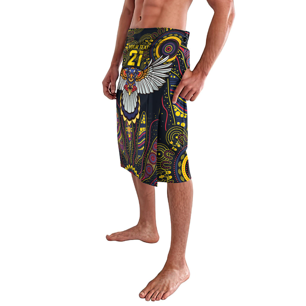 Custom Adelaide Football Lavalava With Crow Aboriginal Art Style