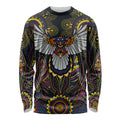 Custom Adelaide Football Long Sleeve Shirt With Crow Aboriginal Art Style