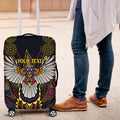 Custom Adelaide Football Luggage Cover With Crow Aboriginal Art Style