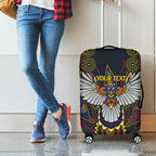 Custom Adelaide Football Luggage Cover With Crow Aboriginal Art Style