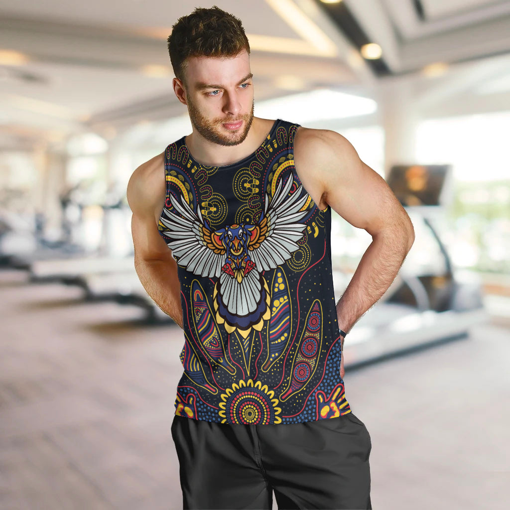 Custom Adelaide Football Men Tank Top With Crow Aboriginal Art Style