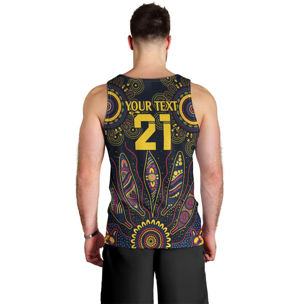 Custom Adelaide Football Men Tank Top With Crow Aboriginal Art Style