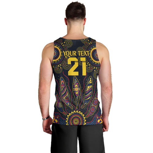 Custom Adelaide Football Men Tank Top With Crow Aboriginal Art Style