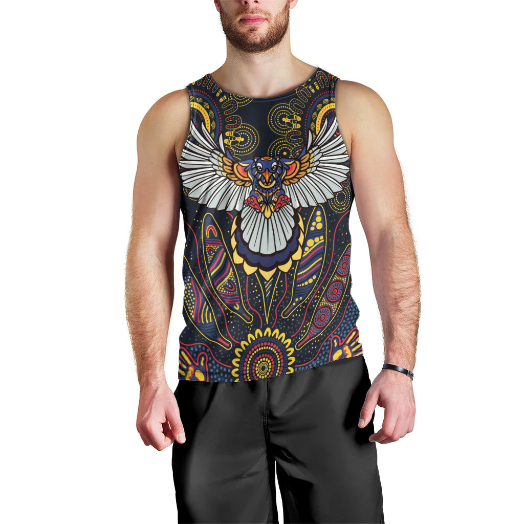 Custom Adelaide Football Men Tank Top With Crow Aboriginal Art Style
