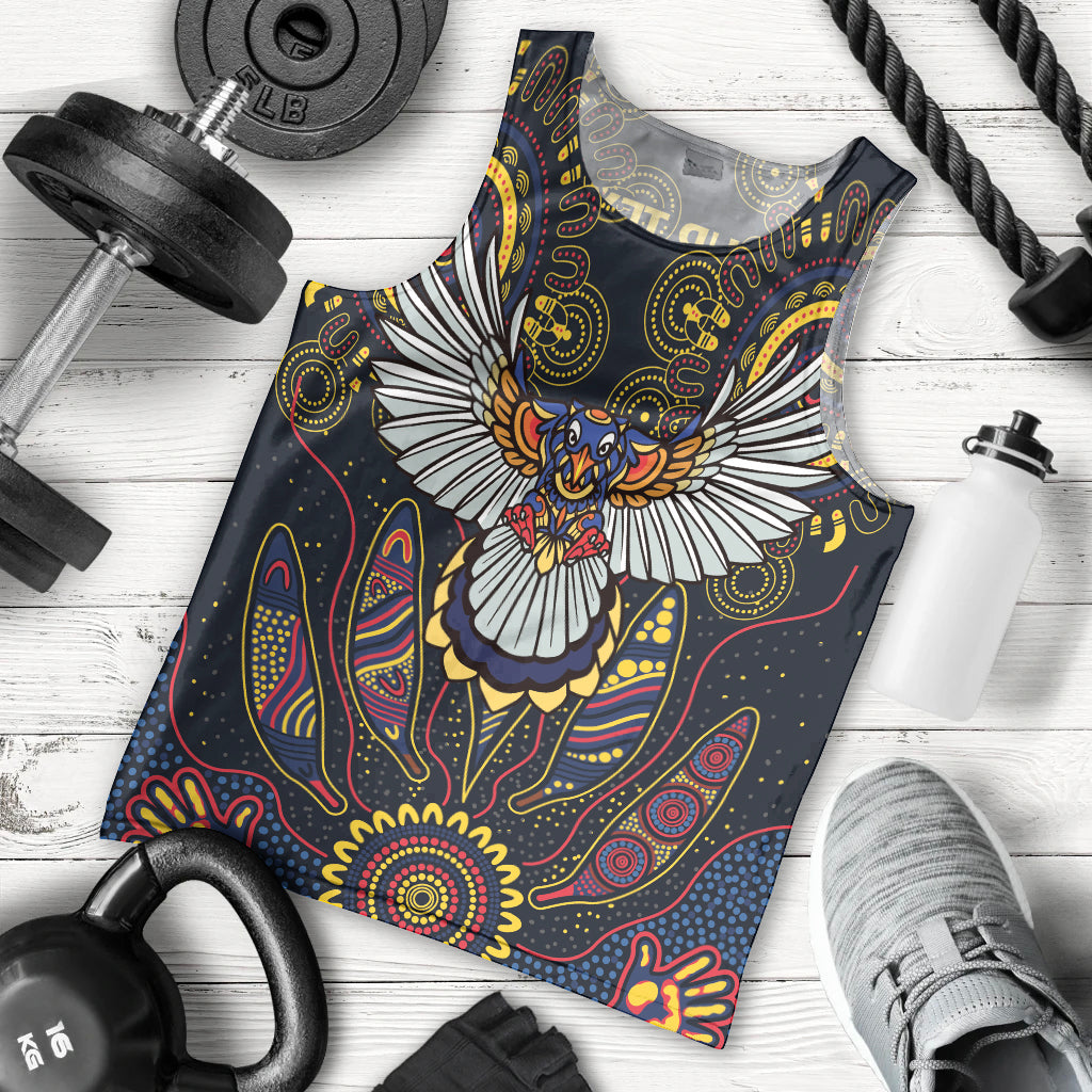 Custom Adelaide Football Men Tank Top With Crow Aboriginal Art Style